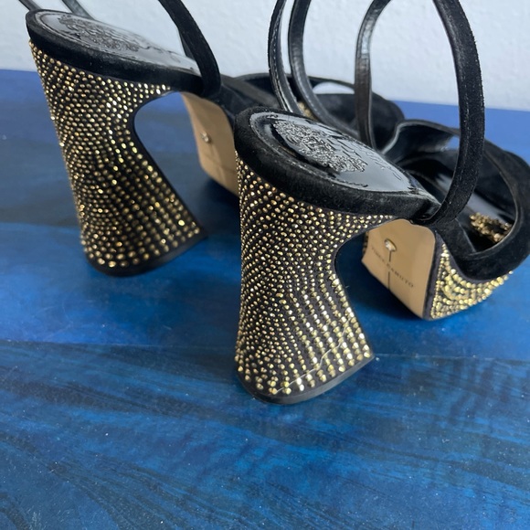 Vince Camuto Black and Gold Studded Wedge Sandals - Picture 7 of 15